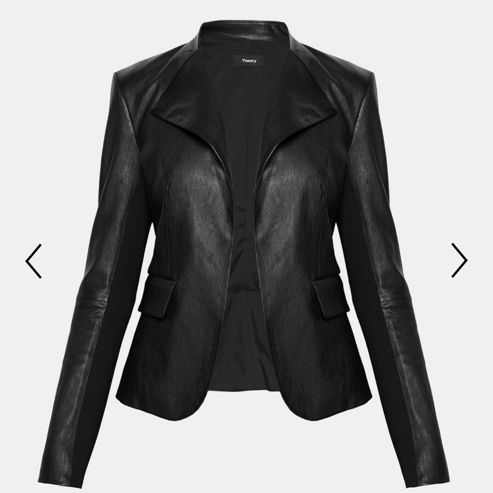 Theory Black Blazer with Notched Lapels and Fitted Silhouette